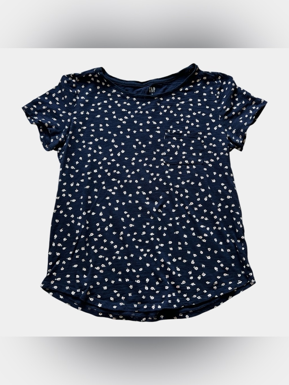 GAP Navy Floral Short Sleeve Pocket Tee